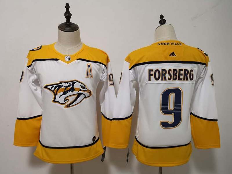 Nashville Predators FORSBERG #9 White Women NHL Jersey