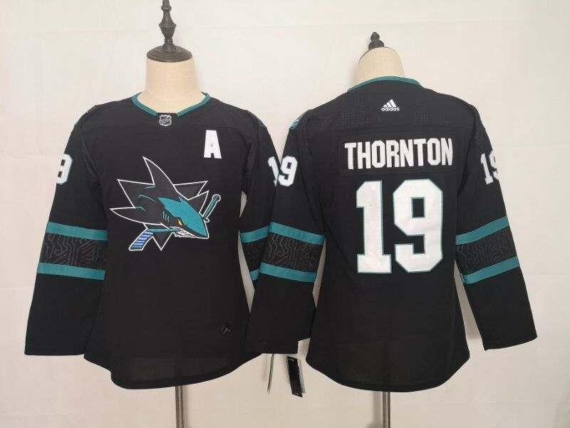 San Jose Sharks THORNTON #19 Black Women NHL Jersey