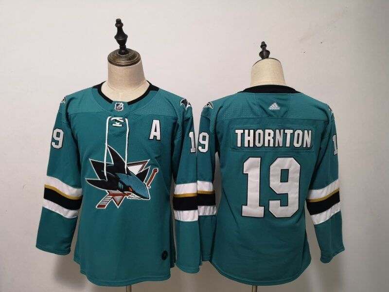 San Jose Sharks THORNTON #19 Green Women NHL Jersey