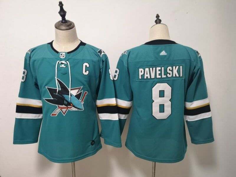 San Jose Sharks PAVELSKI #8 Green Women NHL Jersey