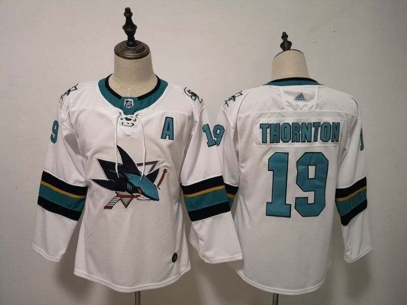 San Jose Sharks THORNTON #19 White Women NHL Jersey