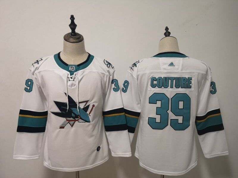 San Jose Sharks COUTURE #39 White Women NHL Jersey