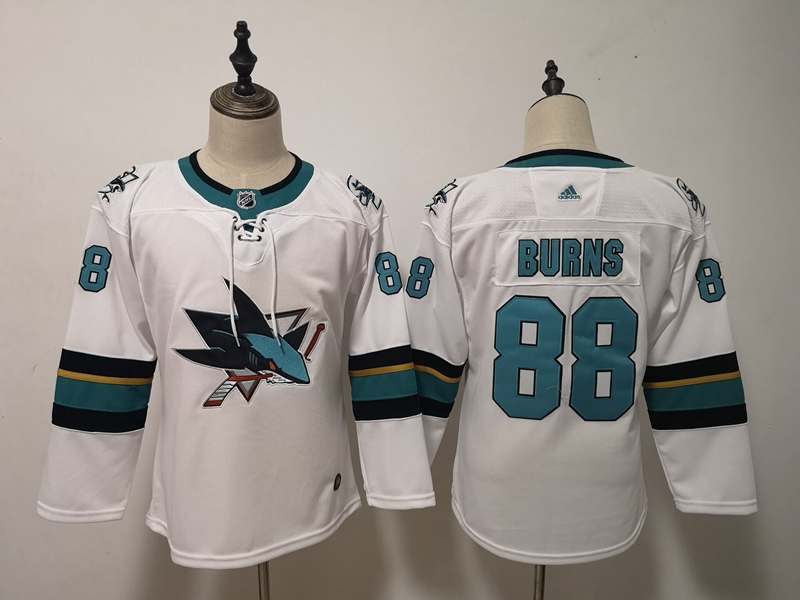 San Jose Sharks BURNS #88 White Women NHL Jersey