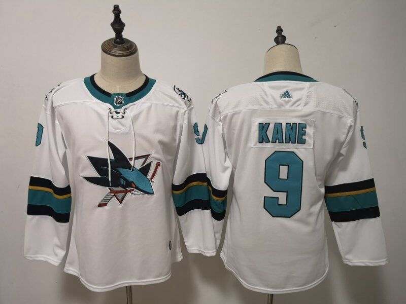 San Jose Sharks KANE #9 White Women NHL Jersey