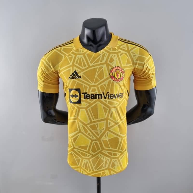 AAA(Thailand) Manchester United 22/23 Goalkeeper Yellow Soccer Jersey(Player)