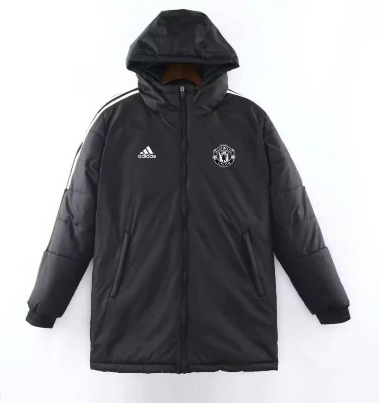 AAA(Thailand) Manchester United 2022 Black Soccer Cotton Coat 02