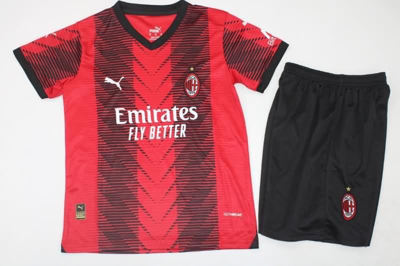 AC Milan 23/24 Kids Home Soccer Jersey And Shorts
