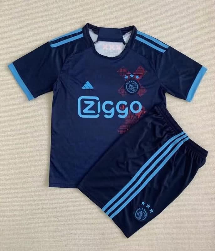 Ajax 23/24 Kids Dark Blue Soccer Jersey And Shorts