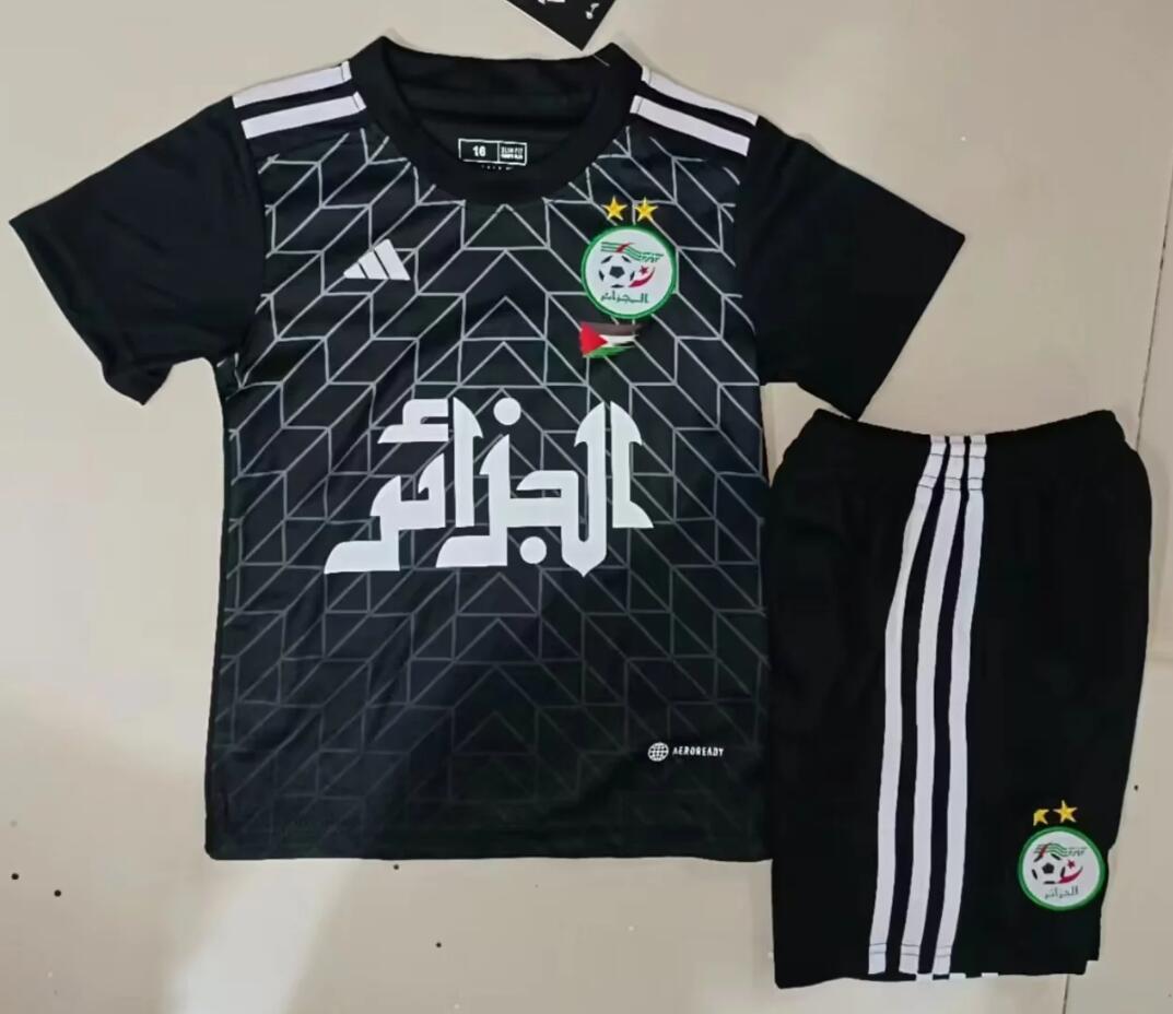Algeria 22/23 Kids Black Soccer Jersey And Shorts