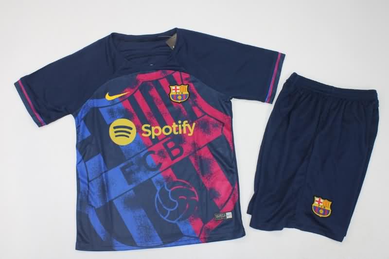 Barcelona 23/24 Kids Training Soccer Jersey And Shorts