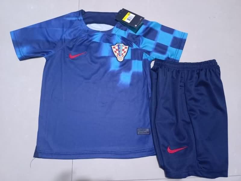 Croatia 2022 Kids Away Soccer Jersey And Shorts