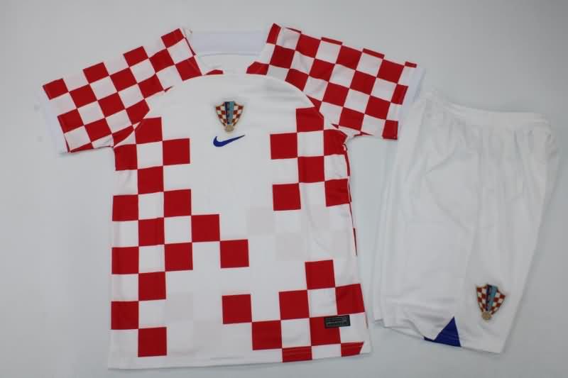 Croatia 2022 Kids Home Soccer Jersey And Shorts
