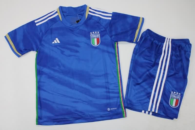 Italy 2023 Kids Home Soccer Jersey And Shorts