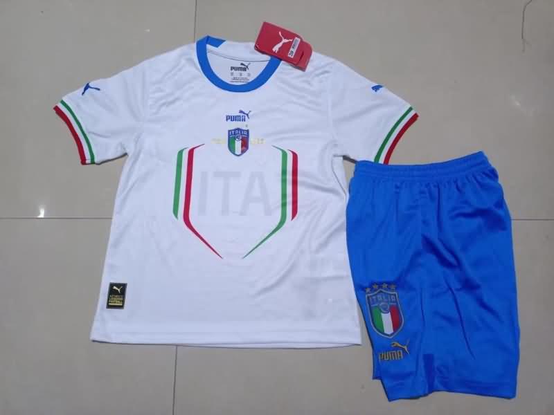 Italy 2022 Kids Away Soccer Jersey And Shorts