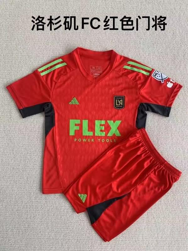 Los Angeles FC 2023 Kids Goalkeeper Red Soccer Jersey And Shorts