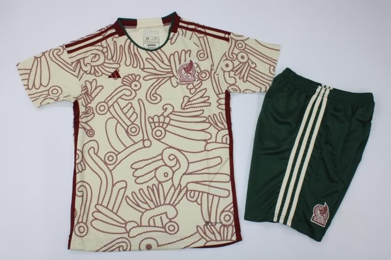 Mexico 2022 Kids Away Soccer Jersey And Shorts