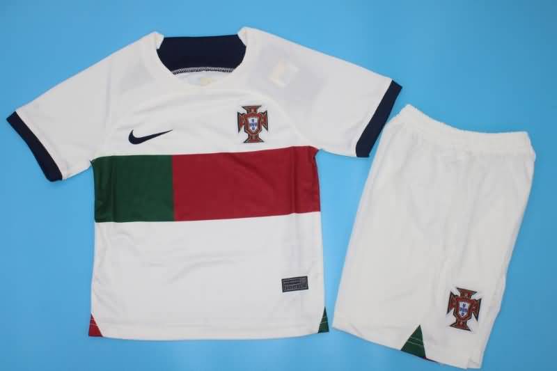 Portugal 2022 Kids Away Soccer Jersey And Shorts
