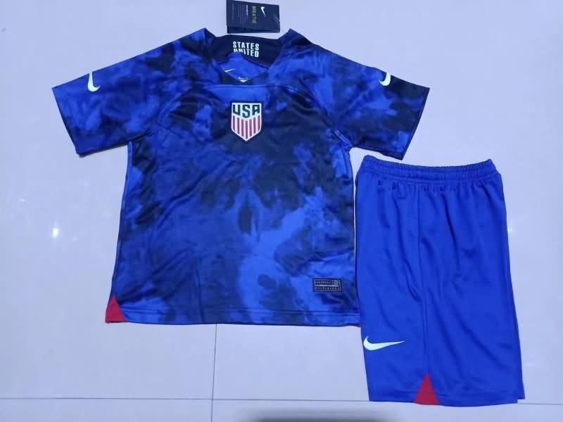 USA 2022 Kids Away Soccer Jersey And Shorts