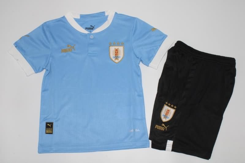 Uruguay 2022 Kids Home Soccer Jersey And Shorts
