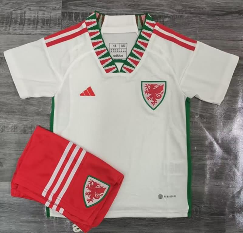 Wales 2022 Kids Away Soccer Jersey And Shorts