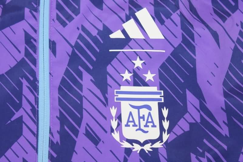 AAA(Thailand) Argentina 22/23 Purple Blue Reversible 3 Stars Soccer Windbreaker