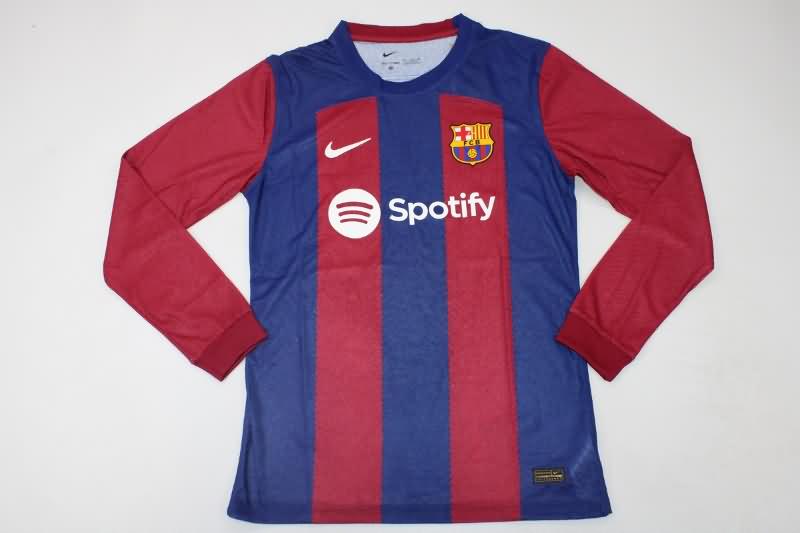 AAA(Thailand) Barcelona 23/24 Home Long Sleeve Soccer Jersey (Player)