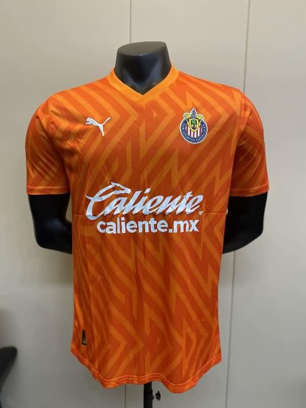 AAA(Thailand) Guadalajara Chivas 23/24 Goalkeeper Orange Soccer Jersey