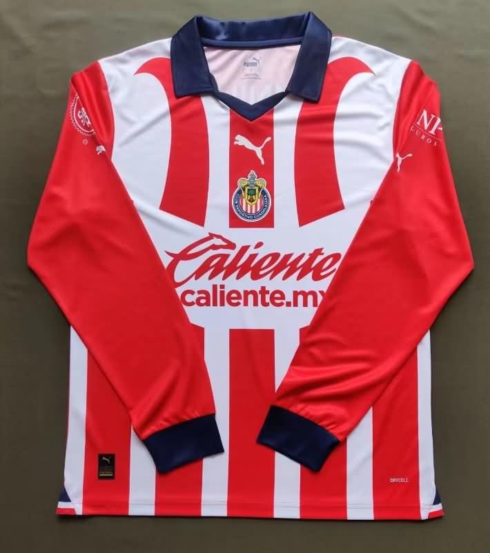 AAA(Thailand) Guadalajara Chivas 23/24 Home Long Sleeve Soccer Jersey