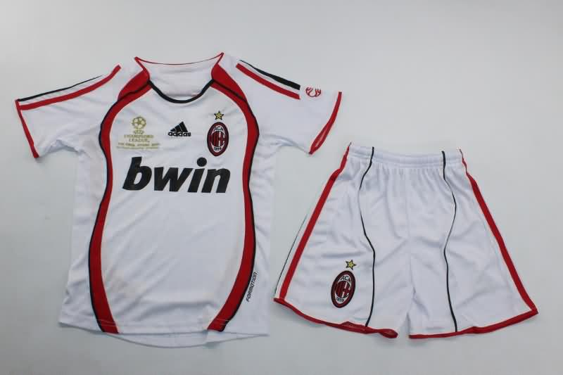 AC Milan 2006/07 Kids Away UCL Final Soccer Jersey And Shorts