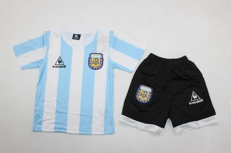 Argentina 1986 Kids Home Soccer Jersey And Shorts