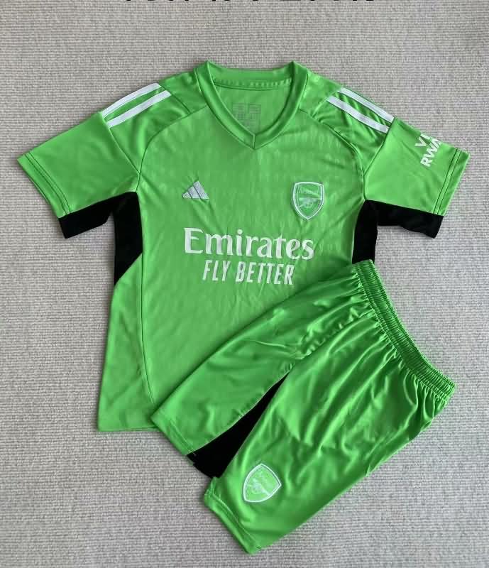 Arsenal 23/24 Kids Goalkeeper Green Soccer Jersey And Shorts