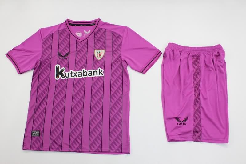 Athletic Bilbao 23/24 Kids Goalkeeper Pink Soccer Jersey And Shorts
