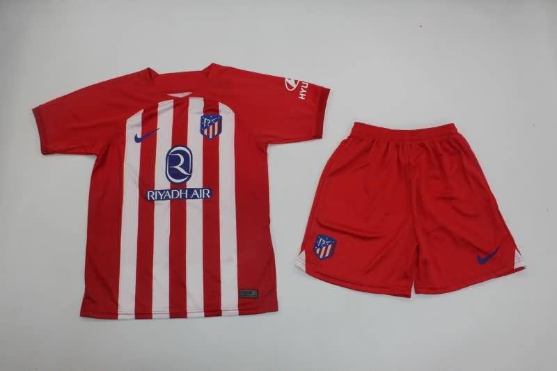 Atletico Madrid 23/24 Kids Home Soccer Jersey And Shorts