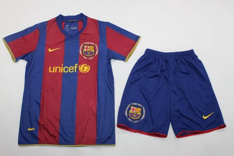 Barcelona 2007/08 Kids Home Soccer Jersey And Shorts