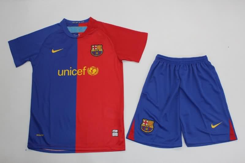 Barcelona 2008/09 Kids Home Soccer Jersey And Shorts