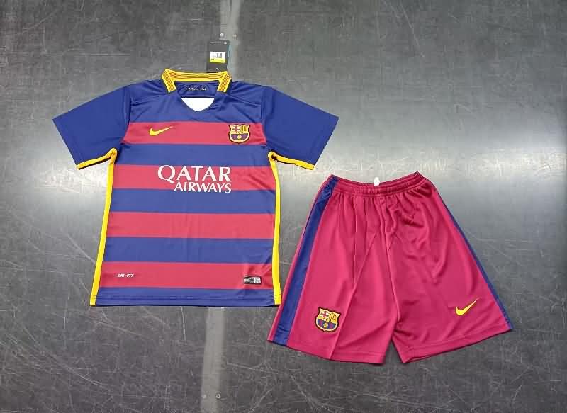Barcelona 2015/16 Kids Home Soccer Jersey And Shorts