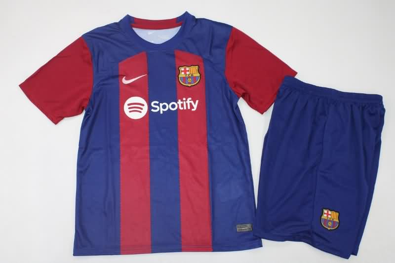 Barcelona 23/24 Kids Home Soccer Jersey And Shorts