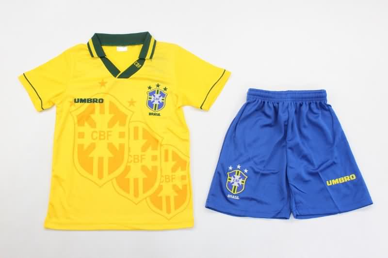 Brazil 1994 Kids Home Soccer Jersey And Shorts
