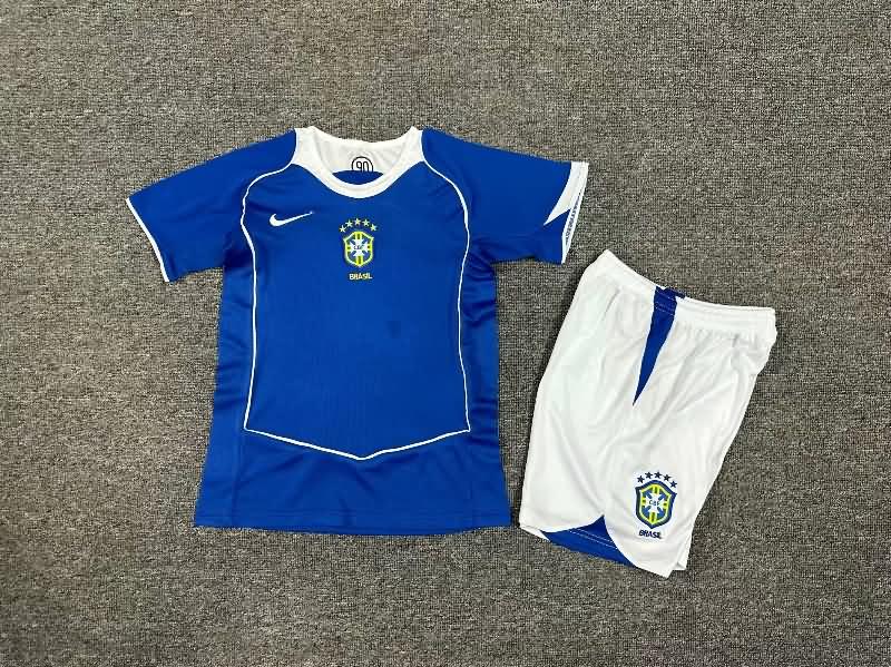 Brazil 2004 Kids Away Soccer Jersey And Shorts