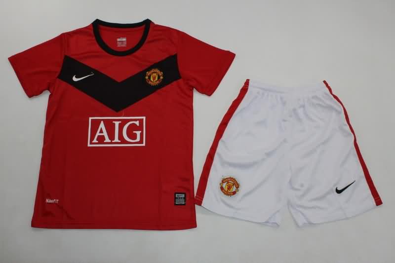 Manchester United 2009/10 Kids Home Soccer Jersey And Shorts