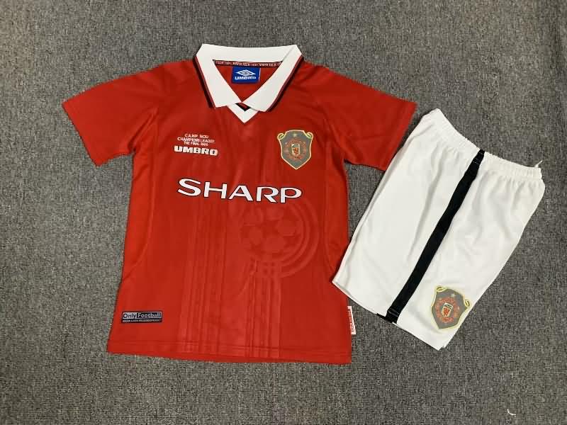 Manchester United 1999 Kids Home Final Soccer Jersey And Shorts