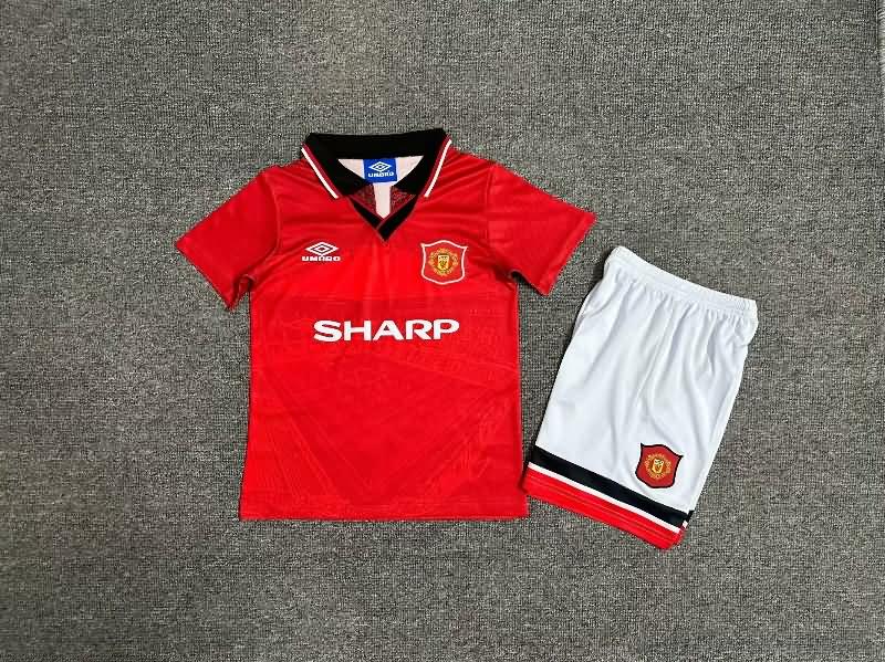 Manchester United 1994/96 Kids Home Soccer Jersey And Shorts