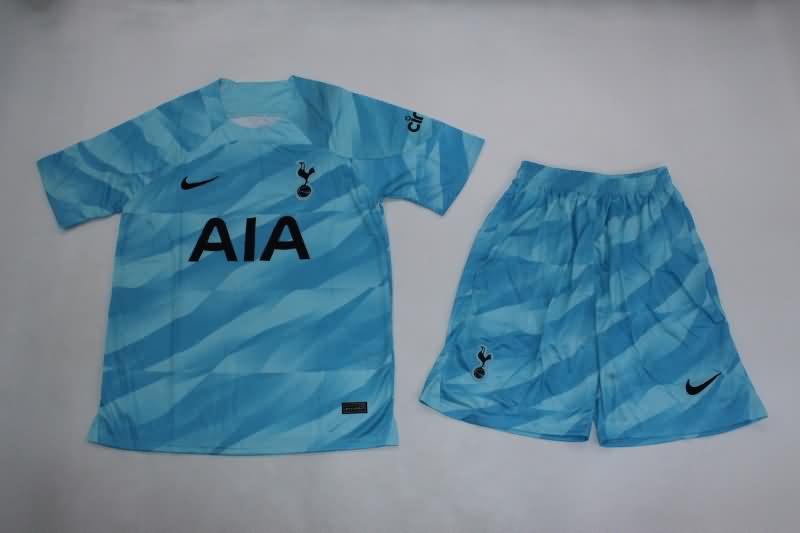 Tottenham Hotspur 23/24 Kids Goalkeeper Blue Soccer Jersey And Shorts