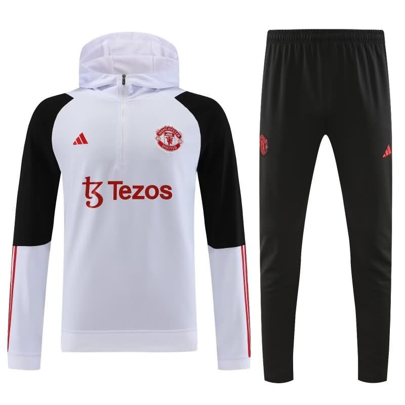 AAA(Thailand) Manchester United 23/24 White Soccer Tracksuit 03