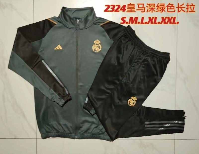 AAA(Thailand) Real Madrid 23/24 Dark Green Soccer Tracksuit