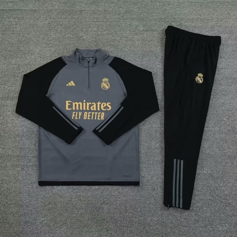 AAA(Thailand) Real Madrid 23/24 Grey Soccer Tracksuit
