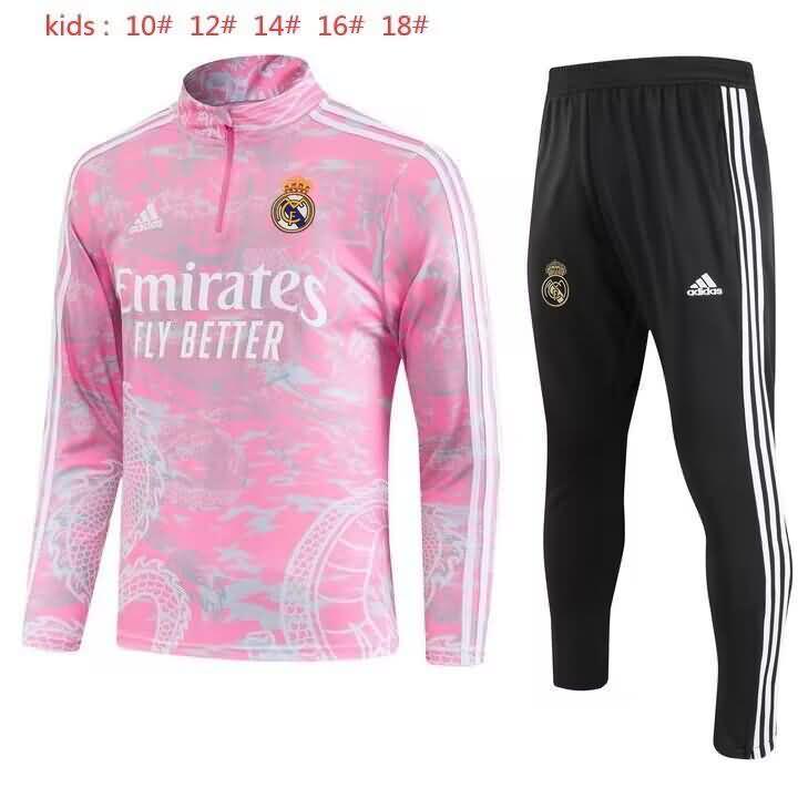 Real Madrid 23/24 Kids Pink Soccer Tracksuit
