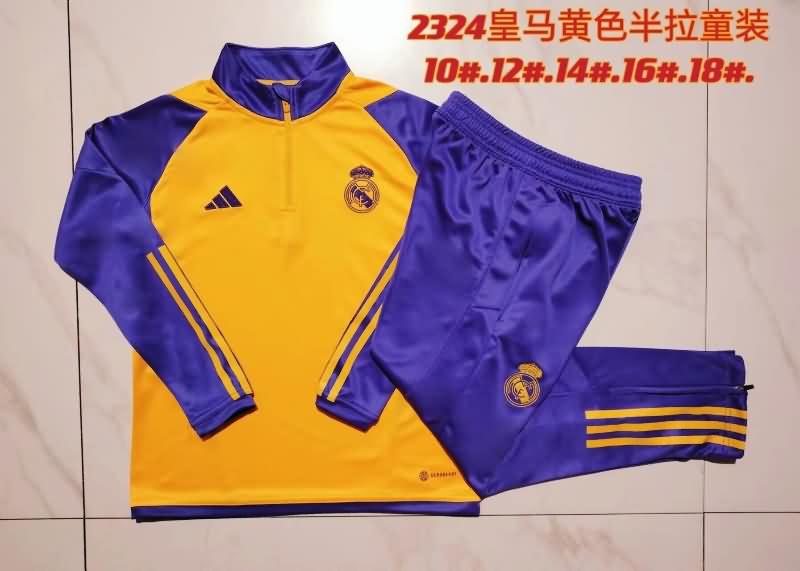 Real Madrid 23/24 Kids Yellow Soccer Tracksuit