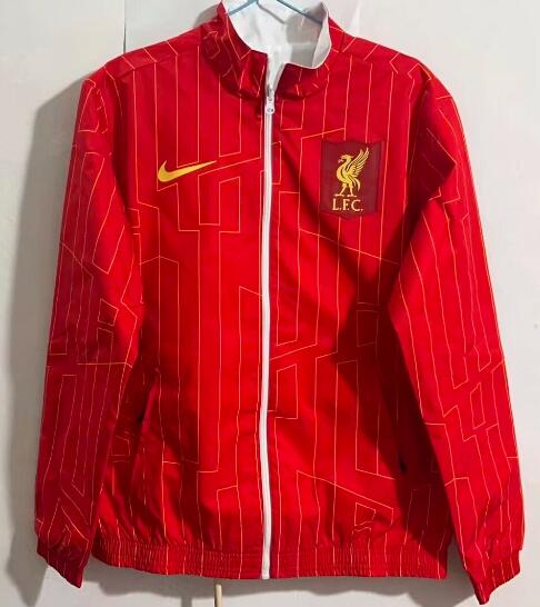 AAA(Thailand) Liverpool 23/24 Red White Reversible Soccer Windbreaker