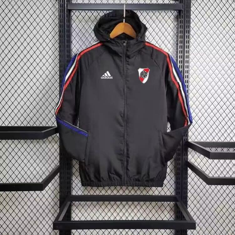 AAA(Thailand) River Plate 2024 Black Soccer Windbreaker